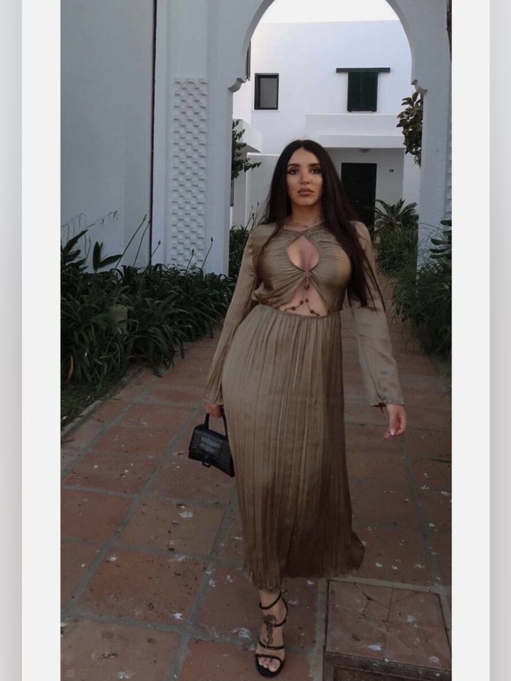 ZARA WRINKLE SATIN EFFECT CUT OUT MIDI DRESS (Customized) - Picture 9 of 12